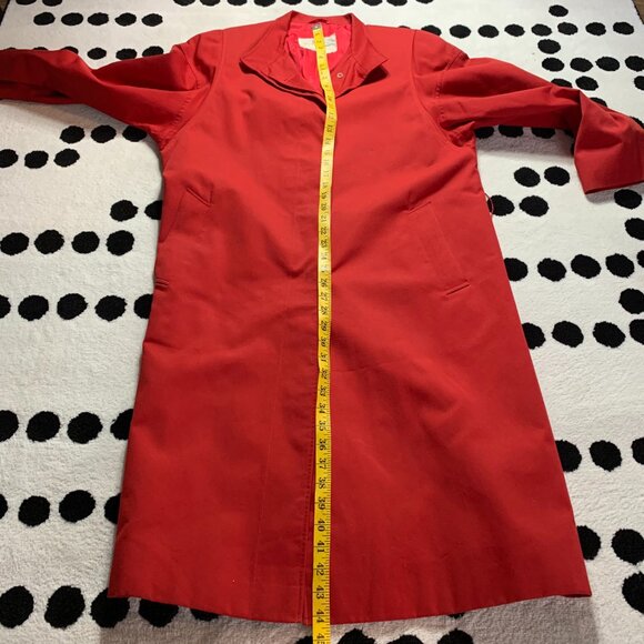 Vintage 90s Aquascutum London Aqua 5 Red Long Belted Trench Coat Overcoat - Picture 11 of 16